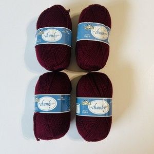 Vintage Phentex Chunky 2 Ply Yarn Color Burgundy Acrylic 3 oz. Lot of 4 Skeins